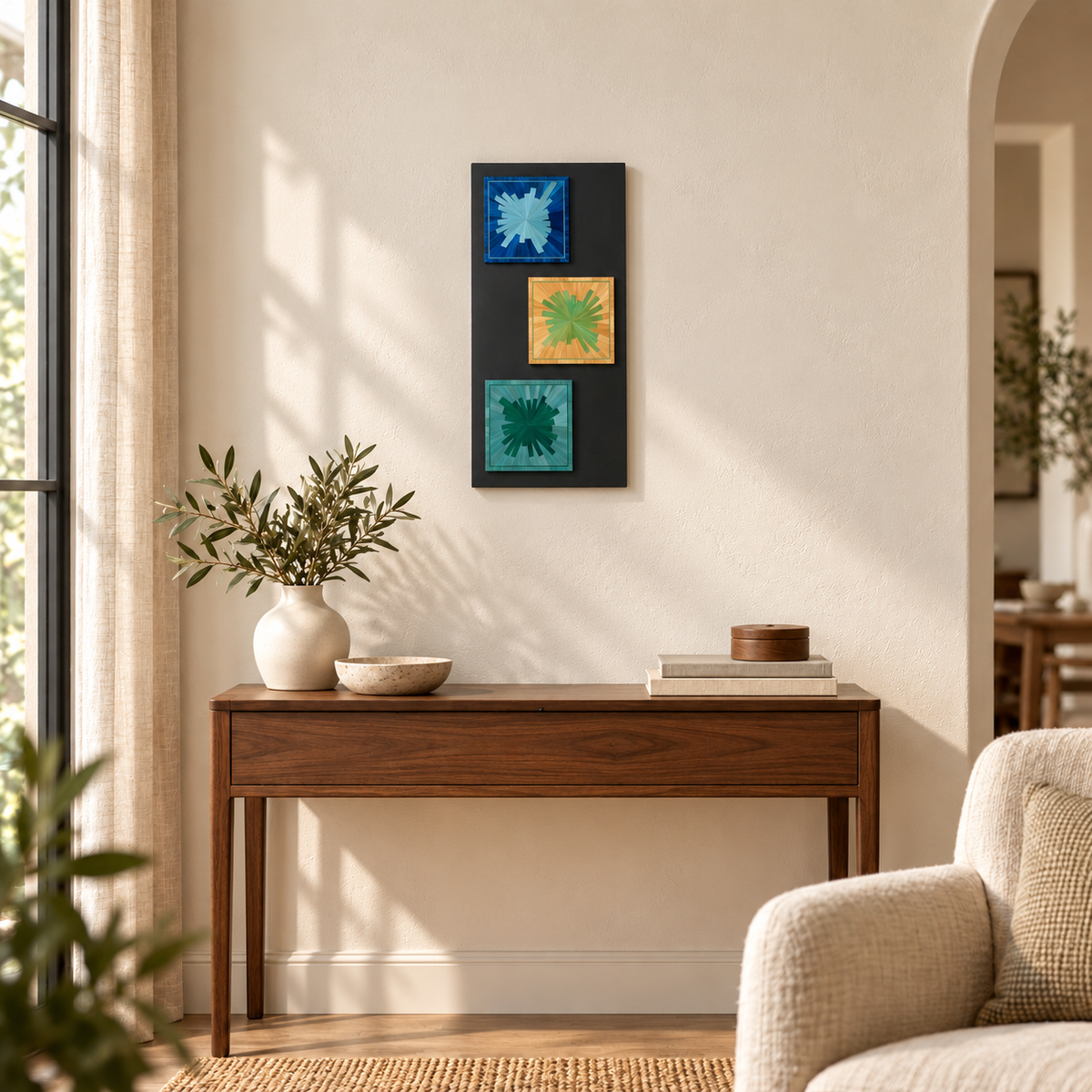 Trilogy of Light — Straw marquetry panel