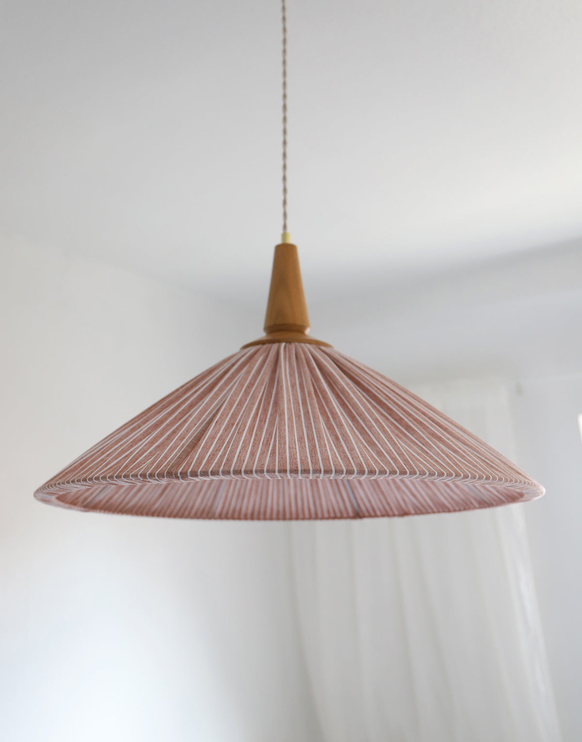 ELEONORE pendant lamp 60 cm, terra striped linen and cotton