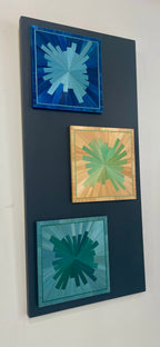 Trilogie de lumière — Tableau en marqueterie de paille