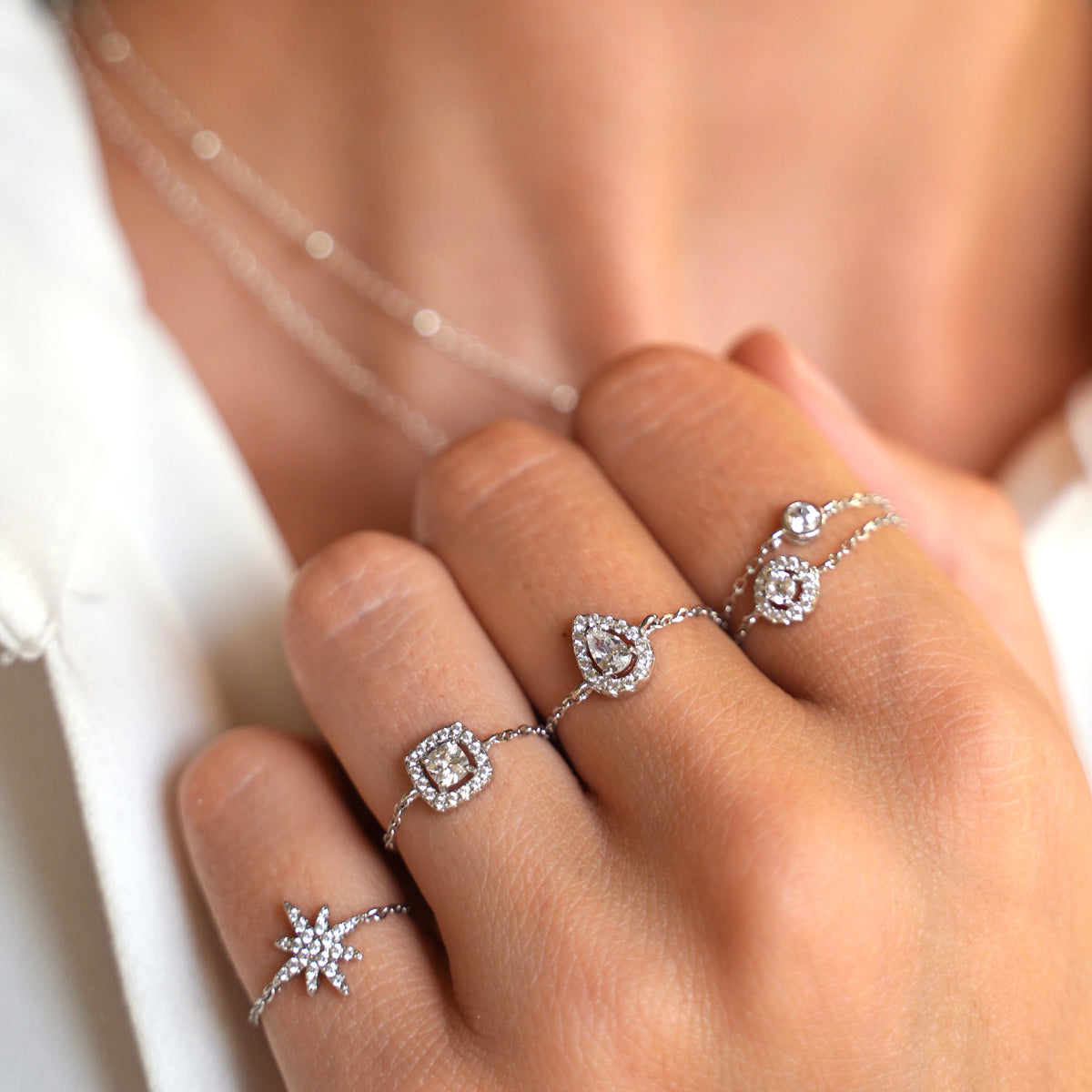 Bague chaine Goutte