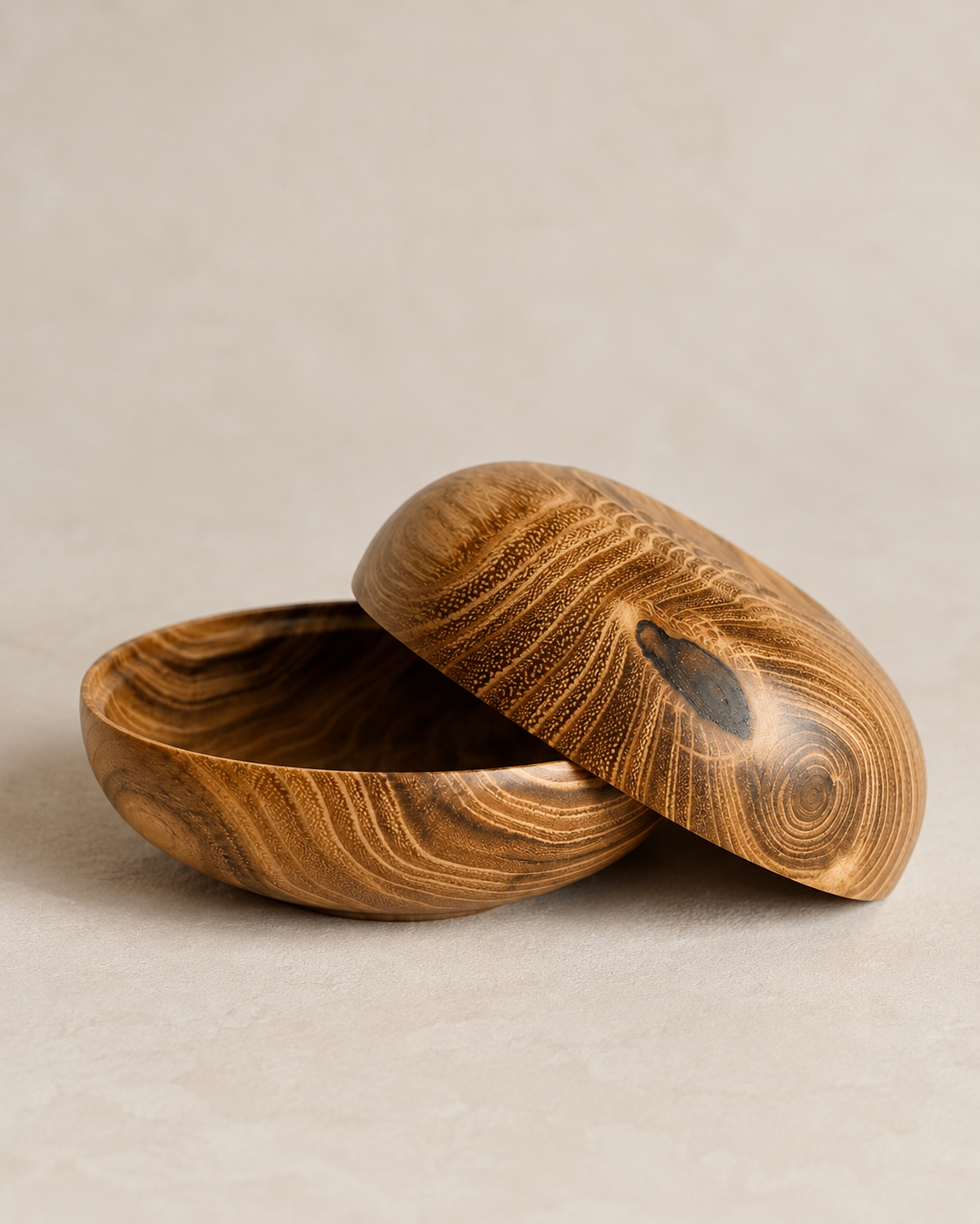 Coupelles en bois fait-main - Double cœur