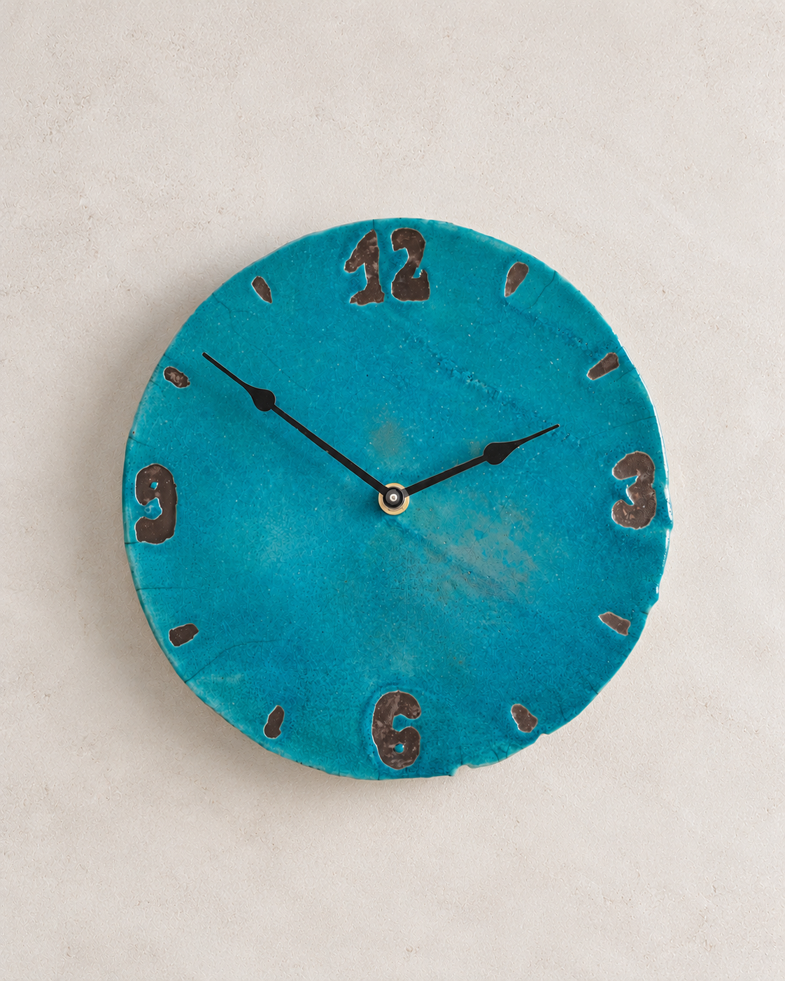 Raku ceramic wall clock