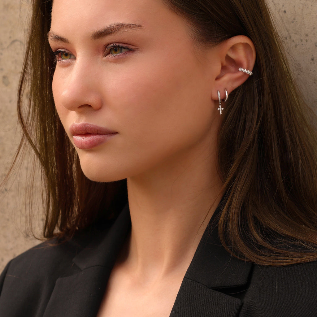 Boucles d'oreilles Croix Argent