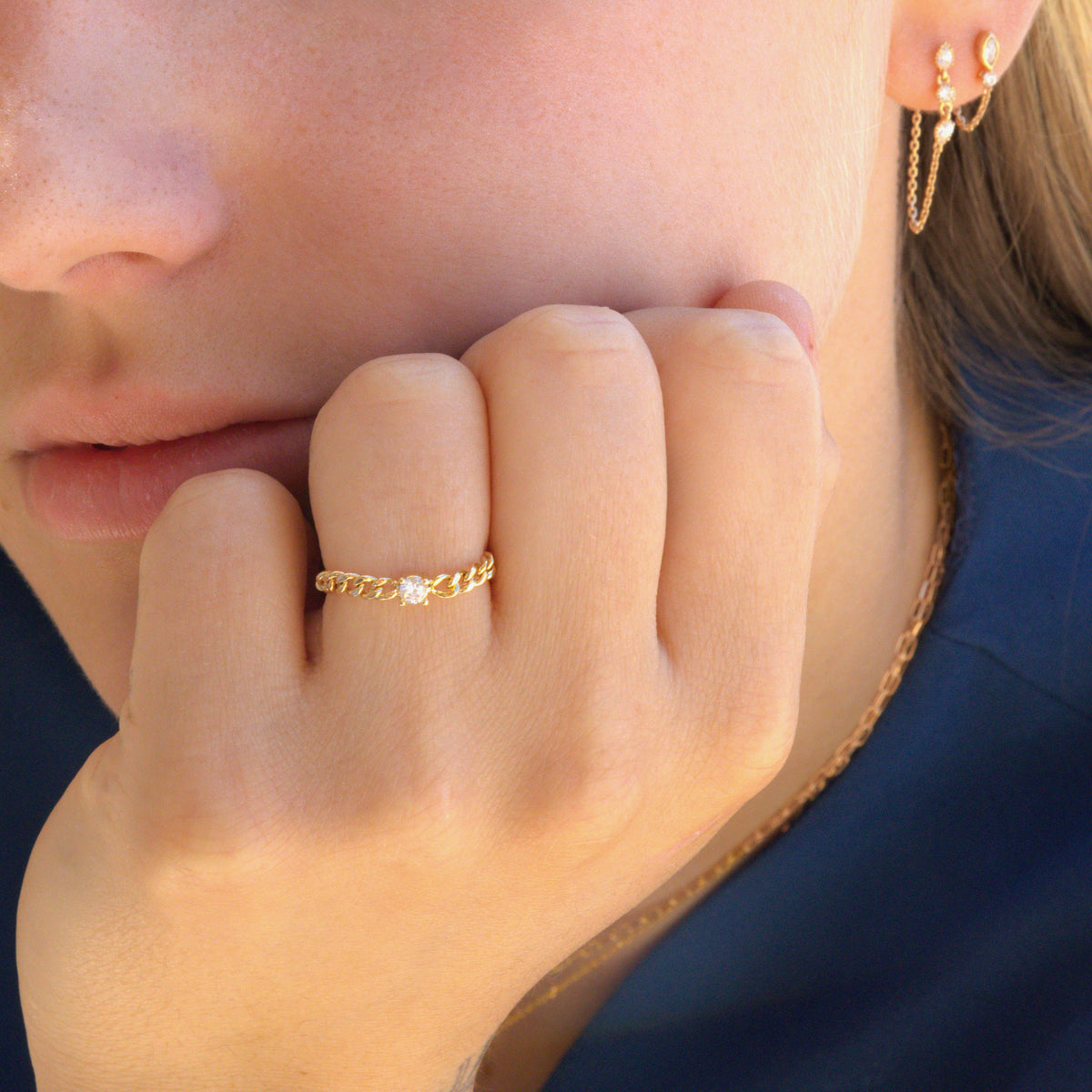 Bague chaine Zircon