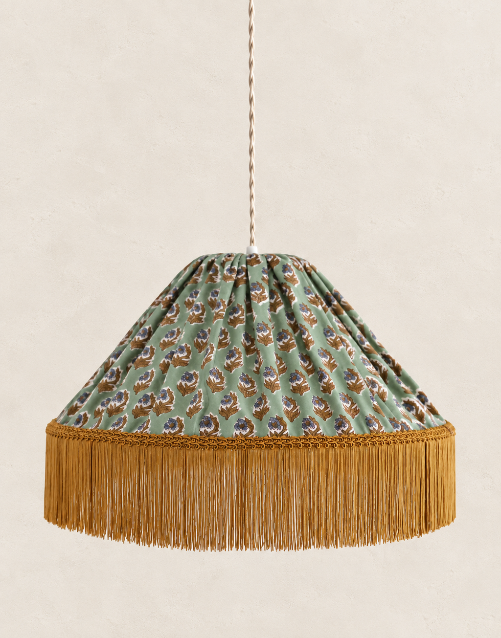 Bella “Bohemian Flora” pendant lamp: boho-chic fringed light fixture, made in France