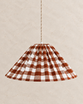 Malala pleated conical pendant light, "terra" with large terra checks