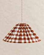 Malala pleated conical pendant light, "terra" with large terra checks