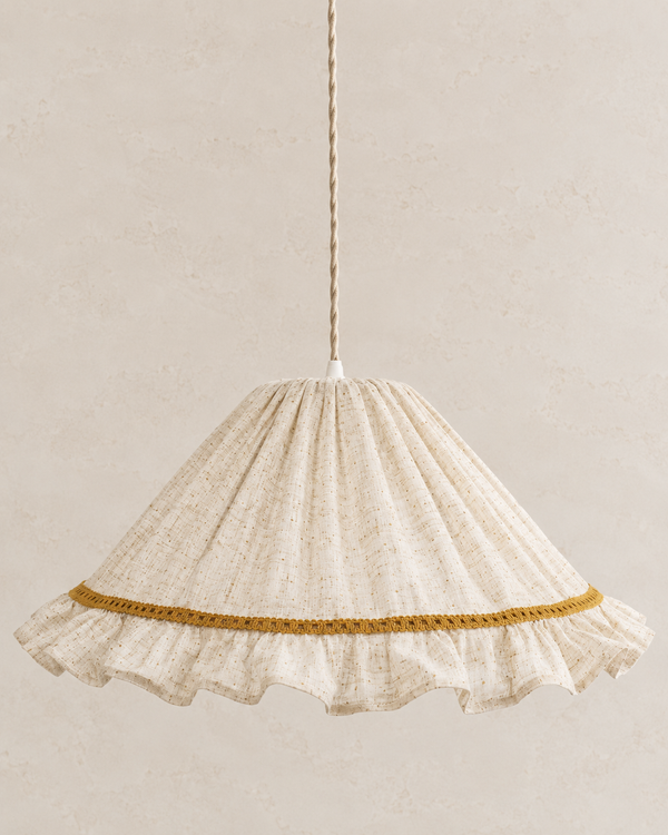 Emilia conical pendant light with handwheel: refined conical lampshade in linen and cotton
