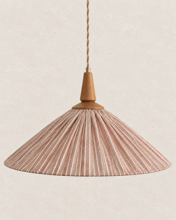 ELEONORE pendant lamp 60 cm, terra striped linen and cotton