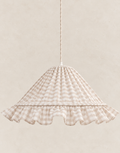 Emilia conical pendant lamp with a chic ruffle: soft light in woven gingham cotton