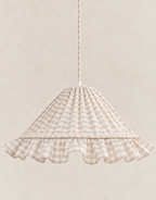 Emilia conical pendant lamp with a chic ruffle: soft light in woven gingham cotton