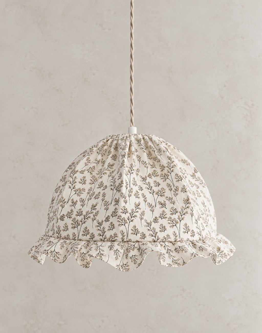Margaret "twigs" print rounded dome pendant light with ruffles