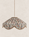 "Cosette" Pendant Light in English Garden Floral Fabric - Vintage Style Scalloped Shade - Made in France