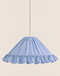 Emilia fine-striped conical pendant light with "marina" trim