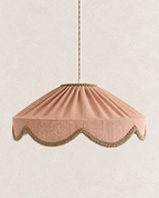 Suspension "Cosette" en Tissu Uni Lin Classic Linen - Abat-jour Festonné Style Vintage Made in France