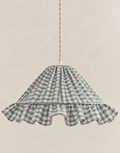 "Emilia" conical pendant lamp with "small green check" ruffled edge