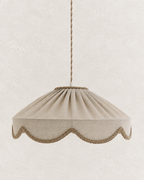 Suspension "Cosette" en Tissu Uni Beige Classic - Abat-jour Festonné Style Vintage Made in France