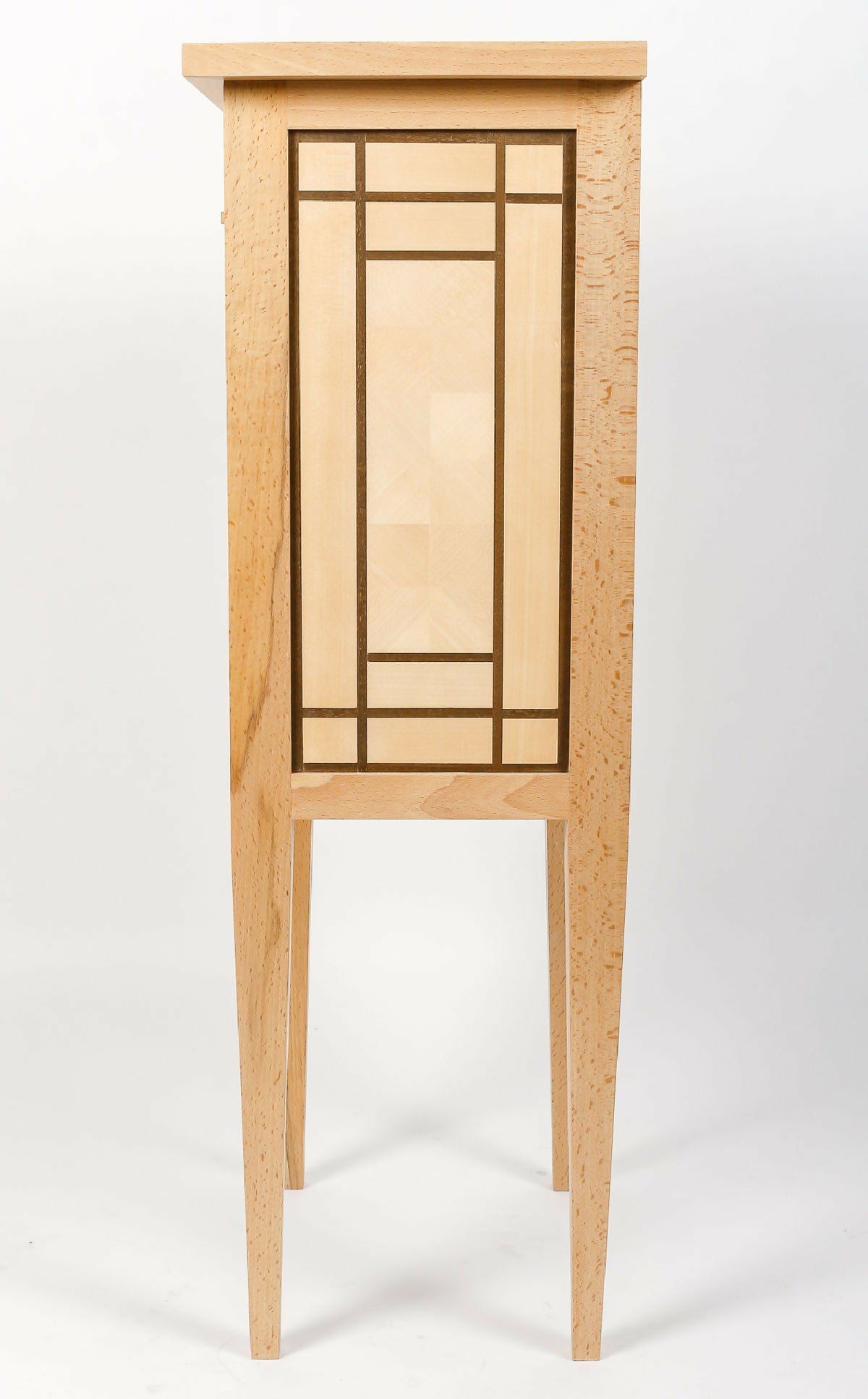 Table de chevet en bois de hêtre avec panneau shoji vitré encadré et traverse