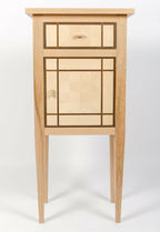 Table de chevet en bois de hêtre avec tiroir et panneaux type shoji en verre dépoli
