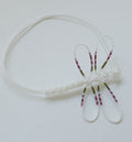 Bracelet élastique blanc avec motif libellule peinte à rayures rouge et vert