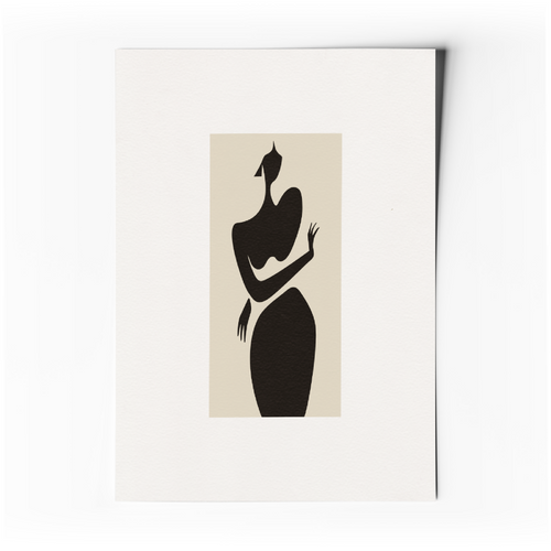 Affiche d’art minimaliste avec silhouette noire abstraite sur fond clair