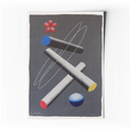 Affiche d’art abstrait minimaliste avec lignes fines et formes colorées sur fond sombre