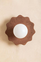 Applique murale ELLA florale chocolat moucheté, avec diffuseur rond blanc