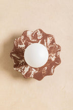 Applique murale ELLA florale brune marbrée, avec diffuseur rond blanc