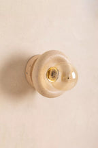 Applique murale ronde beige clair à taches, douille laiton et verre transparent