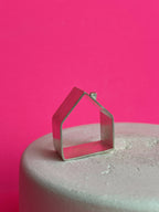 Bague maison cheminée double en métal argenté, forme de petite maison avec cheminée