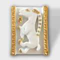 Boîte à bijoux chèvre blanche et dorée, cadre rectangulaire ornementé