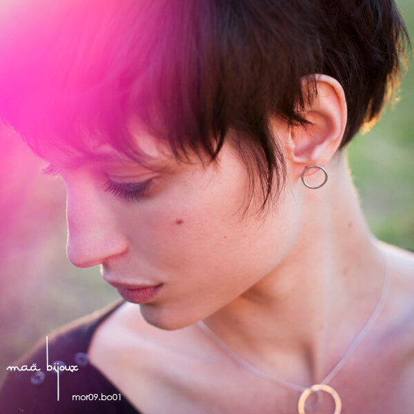 Hammered sterling silver wire earrings