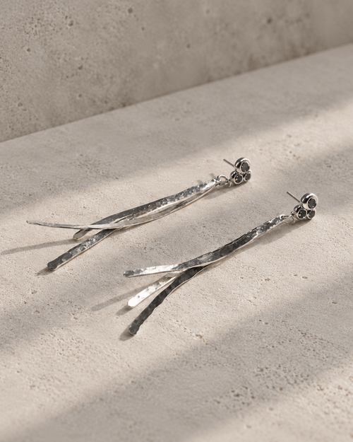 Boucles d’oreilles pendantes argent massif à pampilles, torsadées
