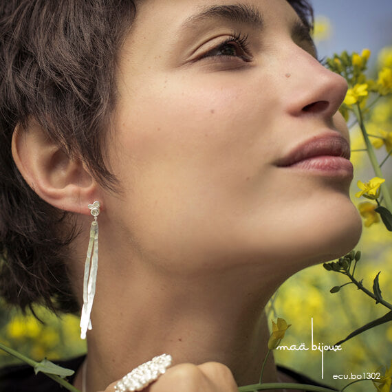 Sterling silver drop earrings with tassel