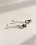 Bar and wave charm earrings, in recycled sterling silver