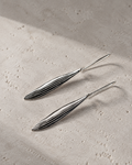Recycled sterling silver olive leaf drop earrings