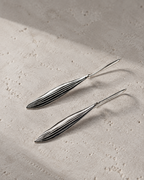 Recycled sterling silver olive leaf drop earrings