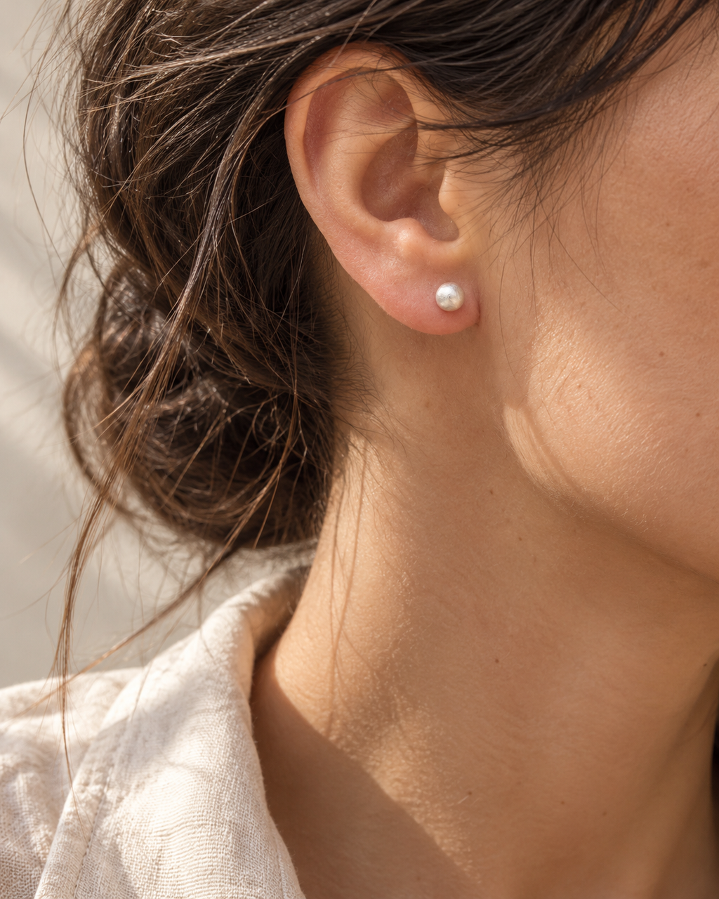 Matte sterling silver ball stud, nickel-free