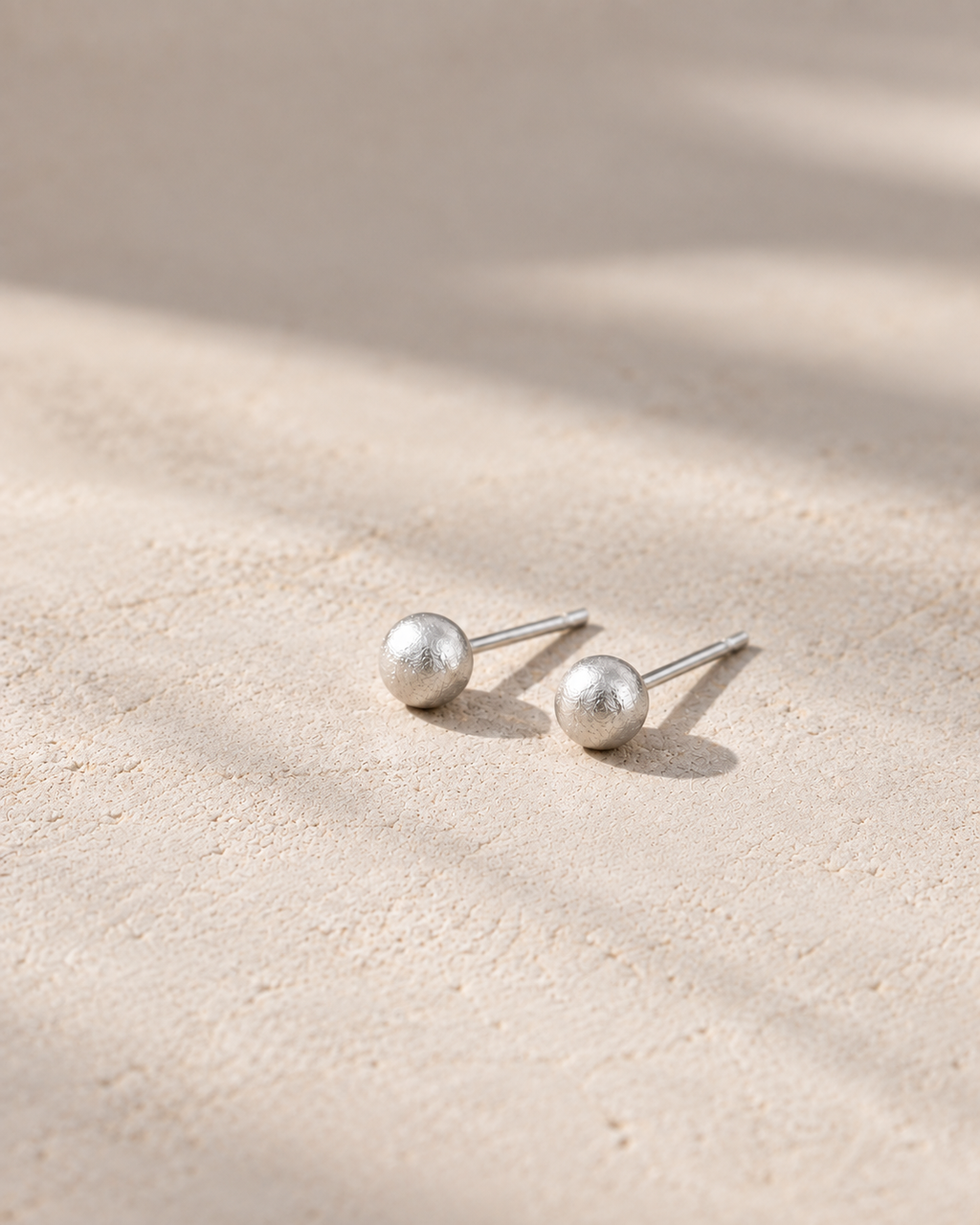 Matte sterling silver ball stud, nickel-free
