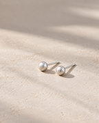 Matte sterling silver ball stud, nickel-free