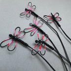 Bracelets noirs à motif de libellule rose et rouge, ensemble de plusieurs modèles.