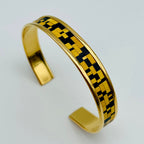 Bracelet manchette Mosaïque fine en marqueterie de paille de seigle, Atelier France-Pascale
