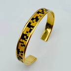 Bracelet manchette Mosaïque fine en marqueterie de paille de seigle, Atelier France-Pascale