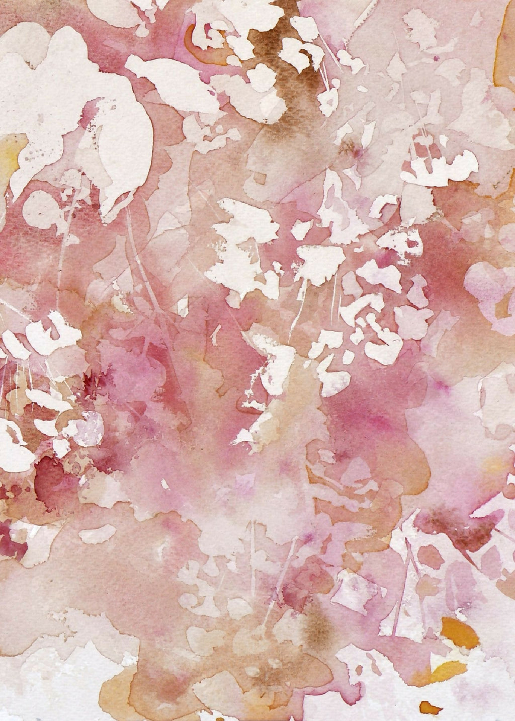 Aquarelle originale, dégradés rosés et beiges avec touches brunes