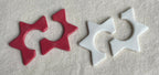 Boucles d’oreille en porcelaine en forme d’étoile, lot framboise et blanc