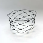 Bracelet manchette en fil noir tressé, perles reliées en plusieurs rangs