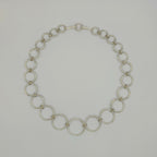 Collier à maillons ronds en métal argenté, forme de cercle