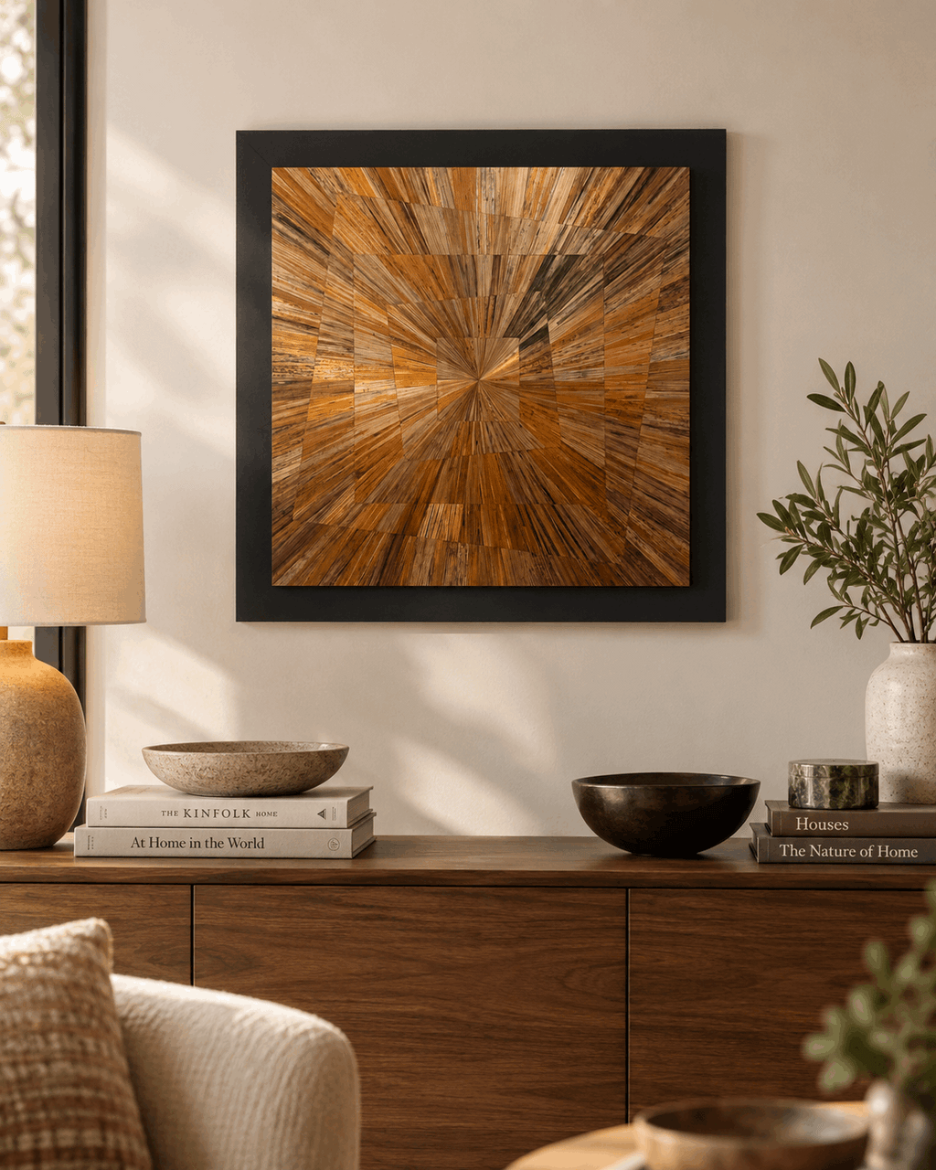 Convergence - tableau en marqueterie de paille