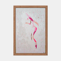 Tableau encadré : silhouette féminine à chapeau en rose, éclaboussures sur fond clair