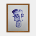 Affiche encadrée avec portrait stylisé bleu et violet